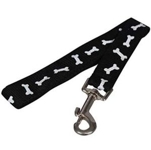NEW Greenbrier Kennel Club Dog Leash, with Bones Black and White Sz S